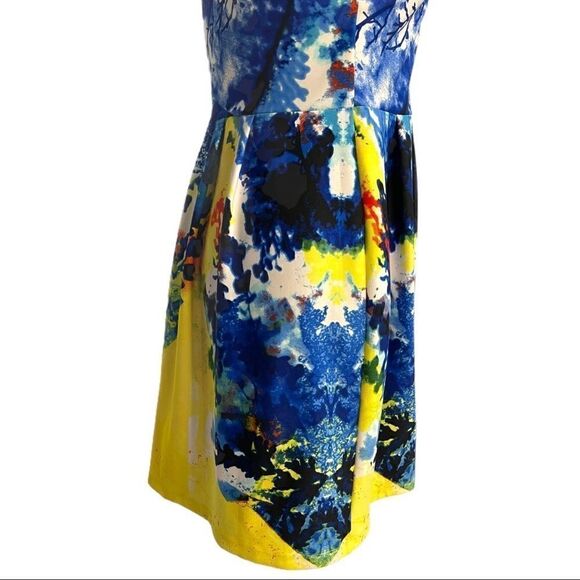 Cynthia Rowley Abstract Watercolor Fit And Flare Dress Sz 8 - Picture 7 of 12